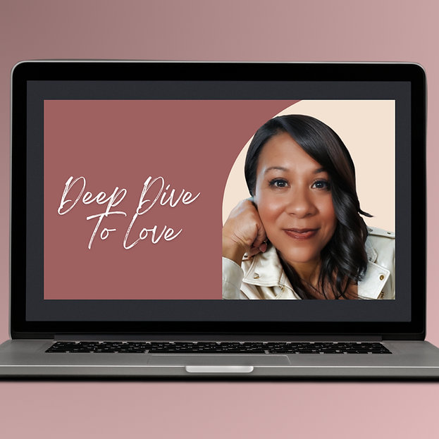 Laptop display featuring Janice Noehulani and the Deep Dive To Love experience